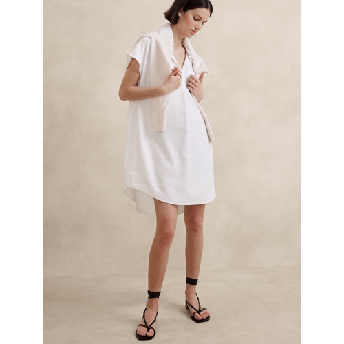 바나나리퍼블릭 Linen-Blend Popover Mini Dress