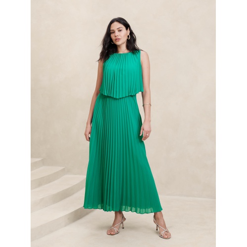 바나나리퍼블릭 Pleated Chiffon Maxi Dress