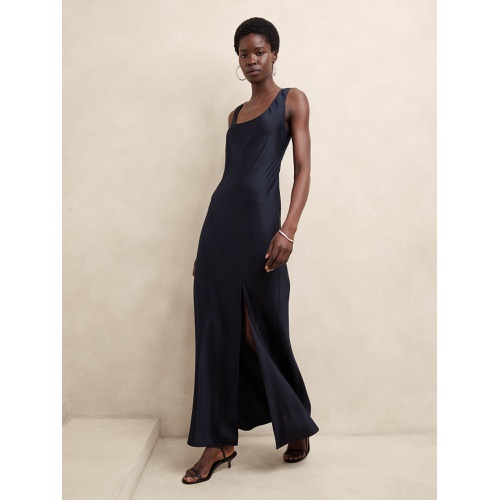 바나나리퍼블릭 Silky Twill Slit Maxi Dress