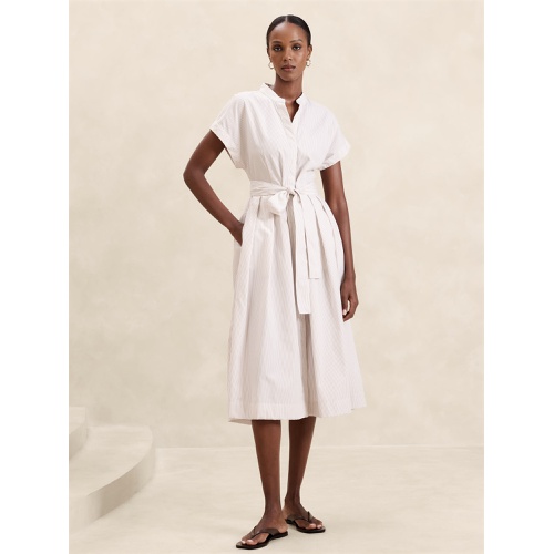 바나나리퍼블릭 Poplin Tie-Waist Midi Dress