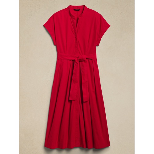 바나나리퍼블릭 Poplin Tie-Waist Midi Dress