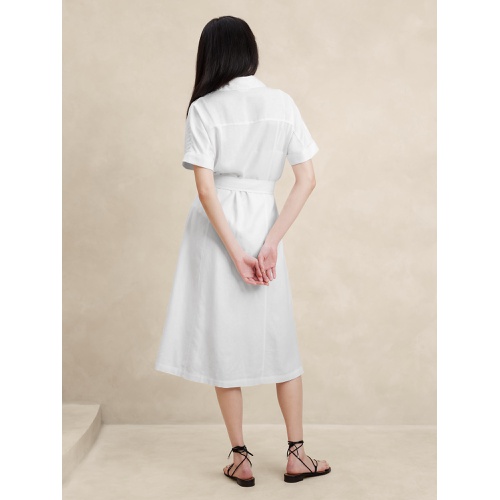 바나나리퍼블릭 Linen-Blend Midi Shirtdress