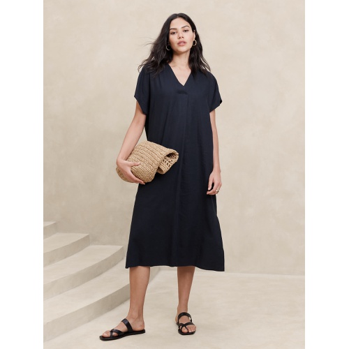 바나나리퍼블릭 Linen-Blend Kaftan Midi Dress