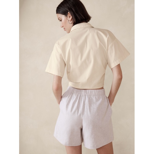 바나나리퍼블릭 Poplin Tie-Front Cropped Shirt