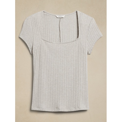 바나나리퍼블릭 Wide-Ribbed Cap-Sleeve Top