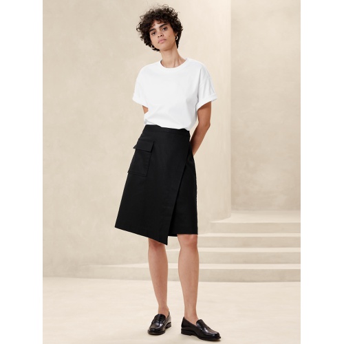 바나나리퍼블릭 Linen-Blend Knee-Length Skirt