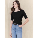 Soft Stretch Elbow-Sleeve Top