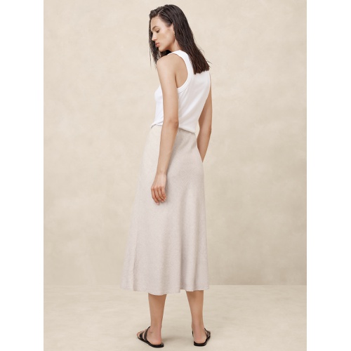 바나나리퍼블릭 Linen-Blend Midi Slip Skirt