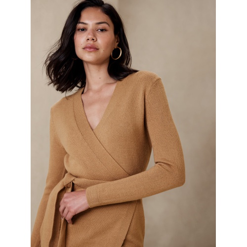 바나나리퍼블릭 Wrap Knee-Length Sweater Dress