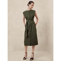 Cotton-Satin Knee-Length Shirtdress