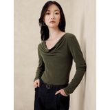 Cowl-Neck Crepe Top