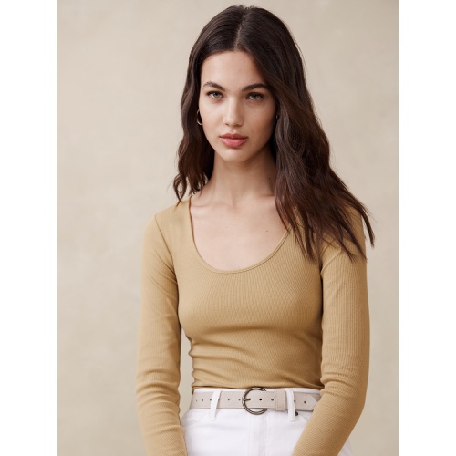 바나나리퍼블릭 Ribbed Scoop-Neck Top