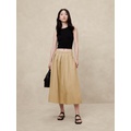 Poplin Pleated Midi Skirt