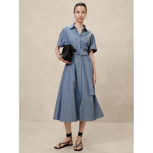 바나나리퍼블릭 Chambray Midi Shift Shirtdress