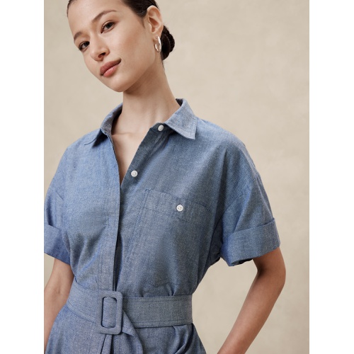 바나나리퍼블릭 Chambray Midi Shift Shirtdress