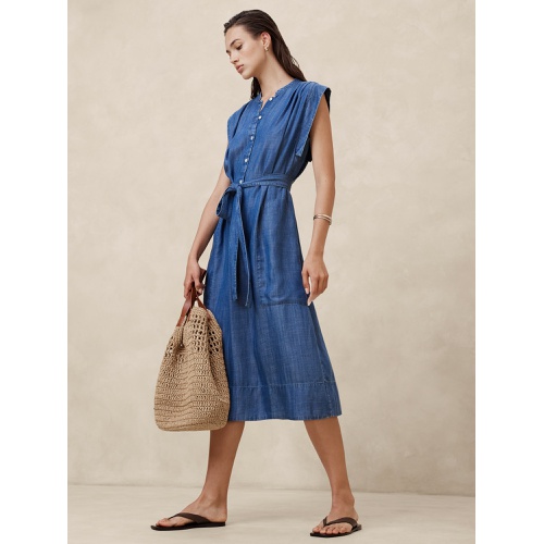 바나나리퍼블릭 Chambray Midi Shift Shirtdress