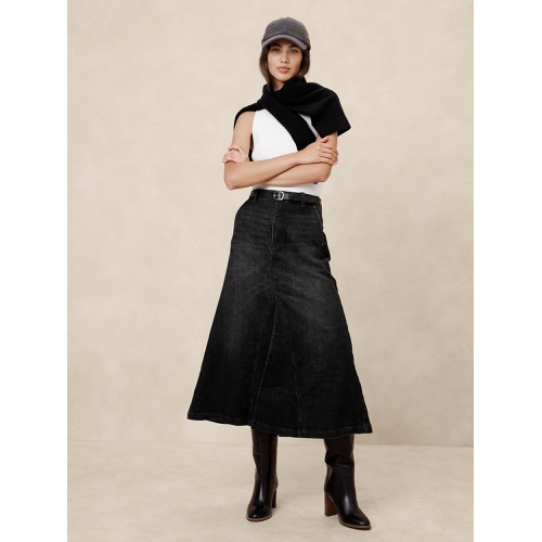 바나나리퍼블릭 Center Split Classic Denim Maxi Skirt