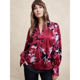 Crepe Volume-Sleeve Blouse