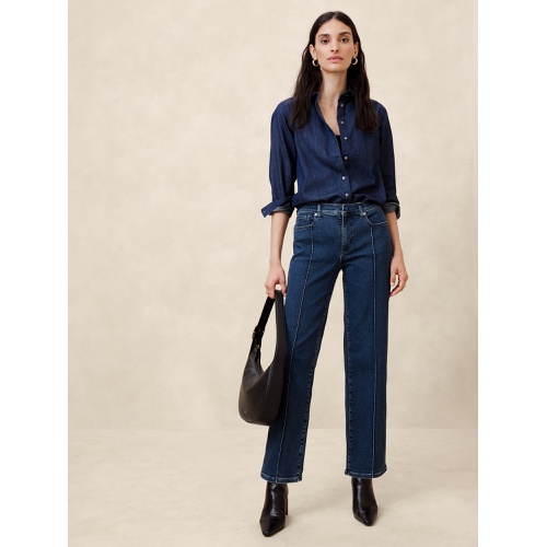 바나나리퍼블릭 Mid-Rise Straight Pintuck Jean