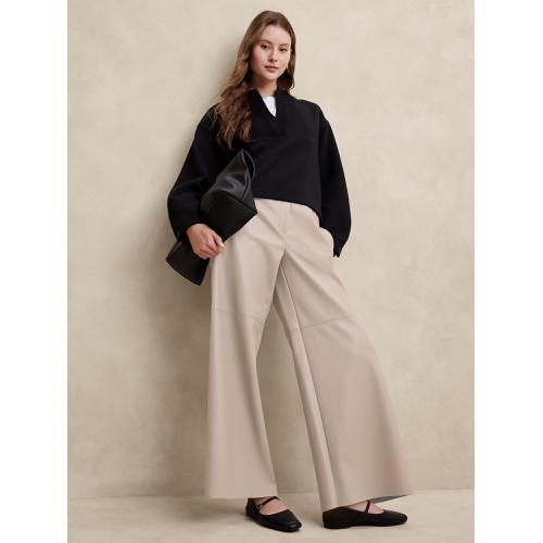 바나나리퍼블릭 Vegan Leather Wide-Leg Pull-On Pant