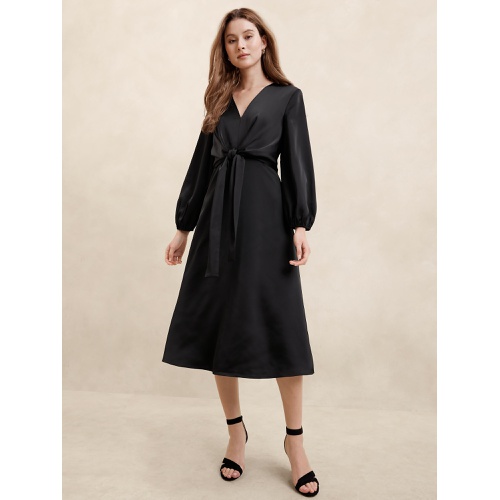 바나나리퍼블릭 Satin Tie-Front Midi Dress