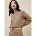 Cropped Cable Turtleneck Sweater