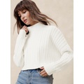 Cropped Cable Turtleneck Sweater