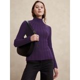 Mock-Neck Ribbed Sweater