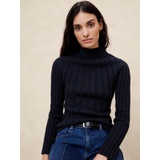 Mock-Neck Ribbed Sweater