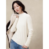 Mock-Neck Ribbed Sweater