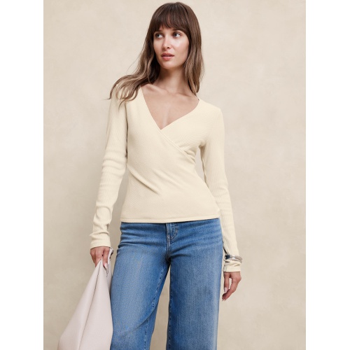 바나나리퍼블릭 Cozy Ribbed Vee-Neck Top