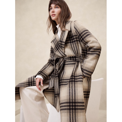 바나나리퍼블릭 Double Face Wool-Blend Wrap Coat