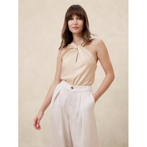 바나나리퍼블릭 Silky Twist-Front Halter Blouse