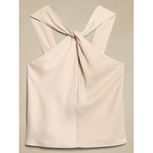 바나나리퍼블릭 Silky Twist-Front Halter Blouse