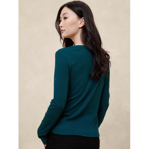 바나나리퍼블릭 Ribbed Henley Top