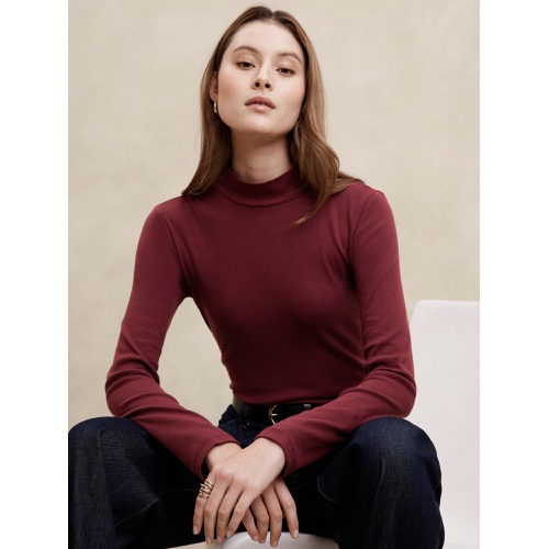 바나나리퍼블릭 Ribbed Mock-Neck T-Shirt