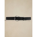 Pebbled Leather Round Buckle Belt