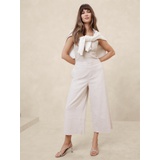 Linen-Blend Easy Wide-Leg Cropped Pant