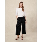 Linen-Blend Easy Wide-Leg Cropped Pant