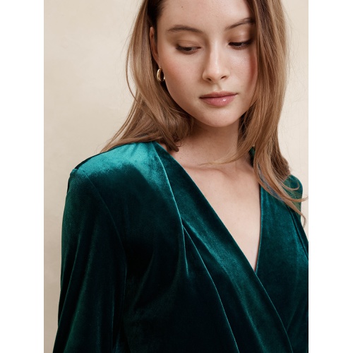 바나나리퍼블릭 Velvet Faux Wrap Mini Dress