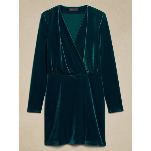 바나나리퍼블릭 Velvet Faux Wrap Mini Dress