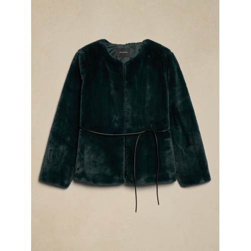 바나나리퍼블릭 Faux Fur Tie-Waist Jacket