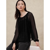 Chiffon Volume-Sleeve Blouse