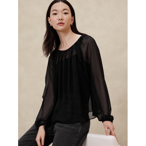 바나나리퍼블릭 Chiffon Volume-Sleeve Blouse