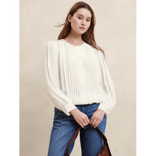 바나나리퍼블릭 Pleated Georgette Blouse