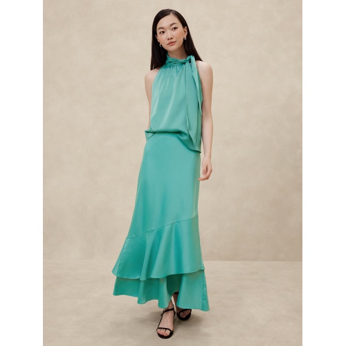 바나나리퍼블릭 Satin Tiered Maxi Skirt