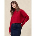 Cropped Cable Turtleneck Sweater