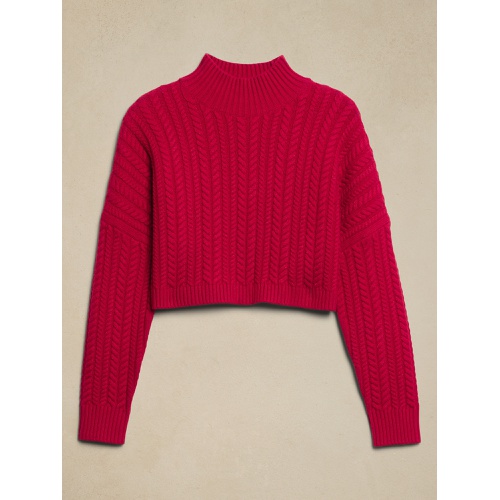 바나나리퍼블릭 Cropped Cable Turtleneck Sweater