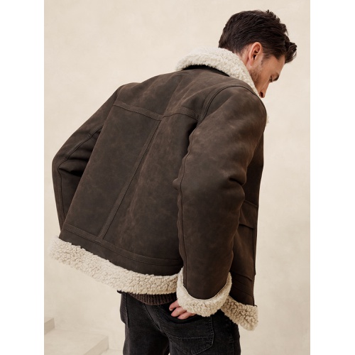 바나나리퍼블릭 Vegan Leather Shearling Aviator Jacket