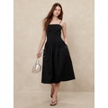 Pleated Taffeta Midi Dress